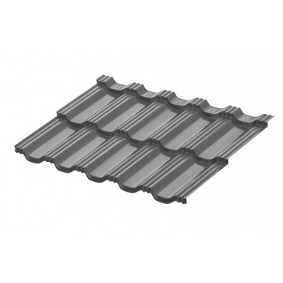 Металлочерепица модульная Aquasystem Гётеборг, 0.5 PE Rooftop Glance, Zn 180, 1205х420, RR23 (темно-серый) #1
